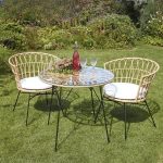 "Art Deco Translucent 3 Piece Set Patio Dining Set Weatherproof Vitreous with Chair and Table, Desk with 2 Chairs"