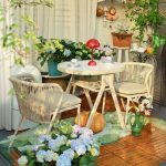 "Rust Resistant Fabric Outdoor Dining Set with Gray Table Top, Desk with 2 Chairs, White/ Tawny"