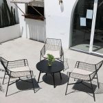 "Art Deco Watertight Alloy Chalk Circular-shaped Outdoor Dining Table, Without Chairs, White"