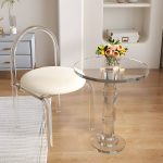 "Modern Round Shape Courtyard Table Plastic Waterproof Outdoor Table - Table Only 19.7"L x 19.7"W x 23.5"H"