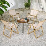 "Art Deco Steel Fold Away Ink Patio Side Chair with 2 Chairs, Black, 2 Piece Set, 22"L x 17"W x 26"H"