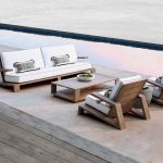 "Trendy Natural Color Sofa for 1, Wood Frame, UV Resistant, 1 Piece with Cushion"