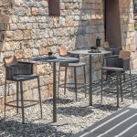 "Modern Sintered Stone Top Bar Table Set 1/3 Pieces Round Counter Table Set for Outdoor - Table Zero Grey"