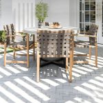 "Modern Patio Dining Table Set 1/3/6/11 Pcs Wood Frame Patio Dining Table and Chairs - Red Brown Not Available Chair(s) 1"