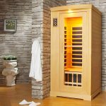 "1 Seat Hemlock FAR Infrared Sauna with LED Lighting, Bluetooth, and Adjustable Temperature - Yellow 59"L x 43"W x 75"H"