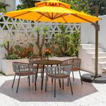 "Modern Aluminum Arm Chair with Gray Wicker Back and Black Metal Frame for outdoor dining - 1 Piece"