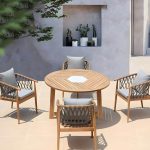 "Bohemian Style Dining Set 1/4/5 Pieces Wood Dining Table Set for Patio - Table 39.4"L x 39.4"W x 28.7"H Zero"