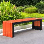 "Modern Picnic Bench with Natural Wood in Cocoa, Hydrophobic, Beige, 71"L x 15"W x 17"H"