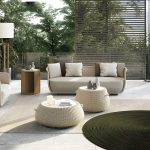 "Rust Resistant Rattan Patio Sofa 1 PC Modern Outdoor Patio Sofa with Cushion - 55.1"L x 31.5"W x 29.5"H Light Brown"