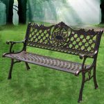 "Contemporary Jade Green Alloy Patio Bench with Curved Arm and Back, 47"L x 22"W x 31"H"