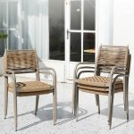 "Stackable Rattan Weaving Outdoor Dining Chairs Modern Waterproof in Brown - Brown"