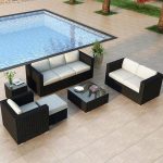 "Modern Vine Weaving Courtyard Sofa Combination Waterproof in Black - 6 pcs(Chair&Loveseat&3-Seater Sofa&Tea Table&Side Table&Ottoman)"