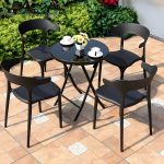 "Plastic Antique Finish Patio Chair Stacking Modern Style without Cushions - 4 Piece Set"