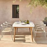 "Farmhouse Aluminum With Arm Open Back Stacking Patio Dining Chair - 1 Piece Matte Black Ash"
