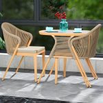 "Contemporary Dining Table Set with Oval Top and 2 Woven Chairs for Courtyard - Table & Chair(s) 2 Gray/ Black"
