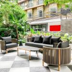 "Modern Symmetrical Black Wood Frame Sofa with Waterproof Cushions Included - 1-Seater Sofa"