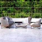 "Gray Cord Steel-framed Outdoor Sofa with Rust Resistant Cushions - Loveseat"